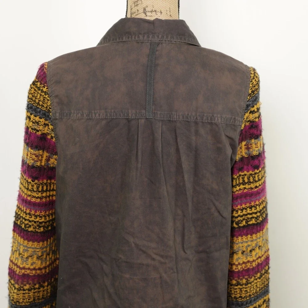 We The Free Free People Boho Top With Knitted Sleeves size M
